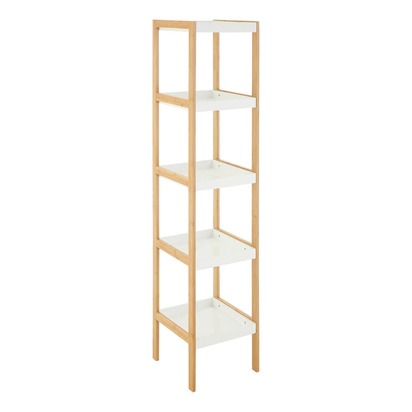 Nostra Five Tiered White And Natural Shelf Unit