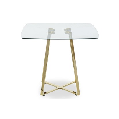 Metropolitan Square Glass Dining Table with Gold Finish Legs
