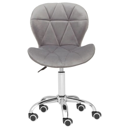 Franki Grey Velvet Quilted Home Office Chair