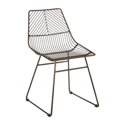 District Bronze Metal Wire Tapered Legs Chair