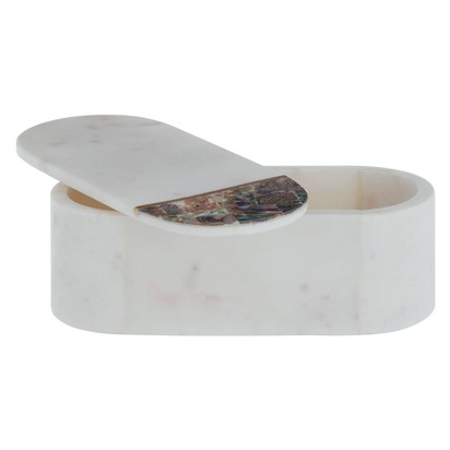 Marella White Marble and Paua Shell Trinket Box