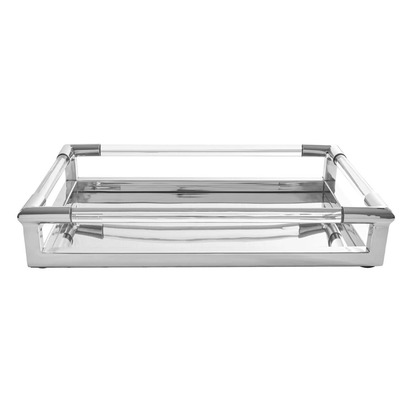 Lucita Silver Finish Rectangular Tray