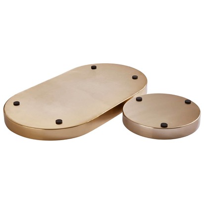 Elva Set Of Two Navy And Gold Trays