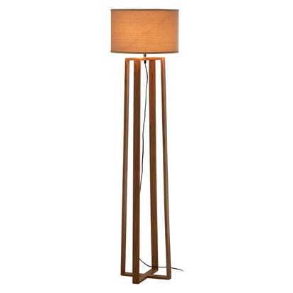 Lea Wooden Floor Lamp with Light Brown Shade