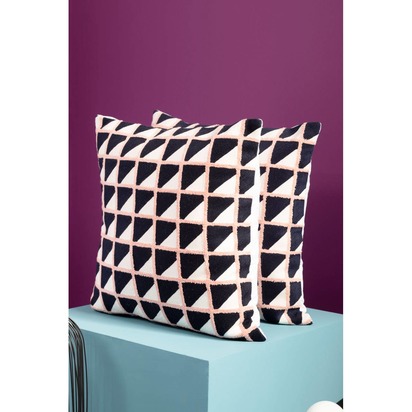 Bosie Ozella Grid Design Embroidered Cushion