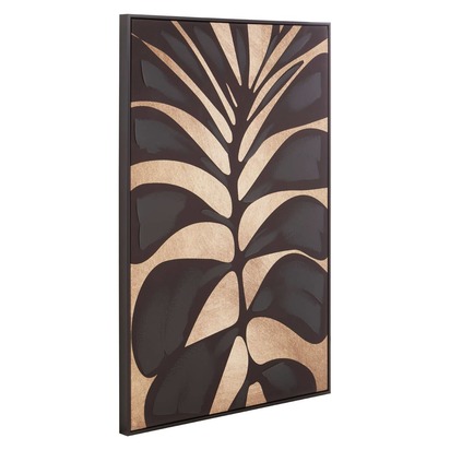 Astratto Canvas Black Leaf Design Wall Art