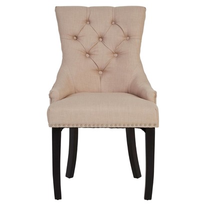 Kensington Townhouse Natural Linen Dining Chair with Dark Legs