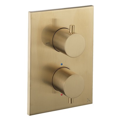 Crosswater MPRO Thermostatic 2 Outlet Shower Valve - Crossbox Technology - Brushed Brass