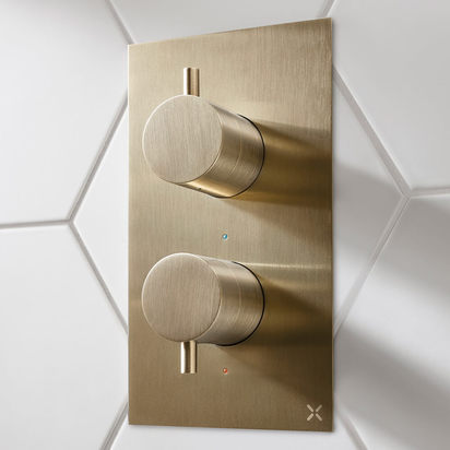 Crosswater MPRO Thermostatic 2 Outlet Shower Valve - Crossbox Technology - Brushed Brass