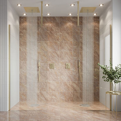 Crosswater Gallery 10 1400mm Panel with Fixed Deflector Panel - Brushed Brass