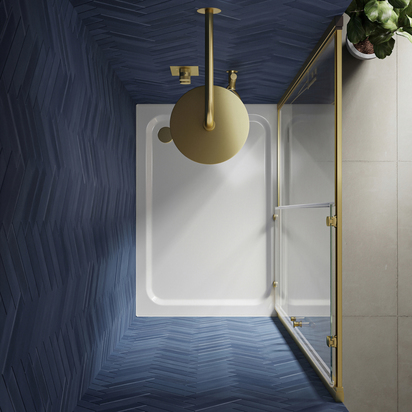 Harbour i6 Easy Clean Brushed Brass 6mm Sliding Shower Door - 1200mm