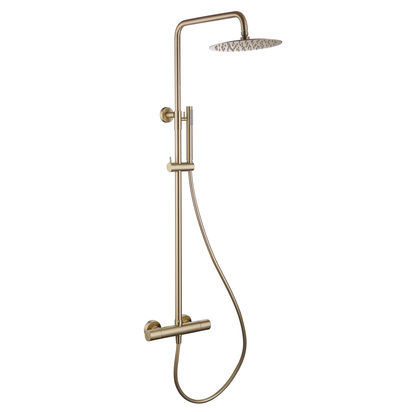 Harbour Clarity Brushed Brass Round Thermostatic Rigid Riser Shower Kit