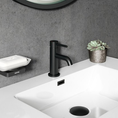 Harbour Clarity Matt Black Mini Basin Mixer Tap & Waste