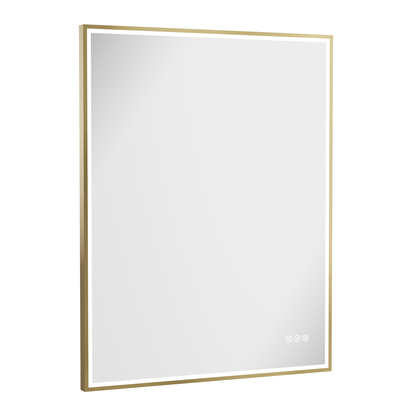 Crosswater MPRO Brushed Brass Framed LED Illuminated Steam Free Mirror & Colour Change Lights - 700 x 900mm