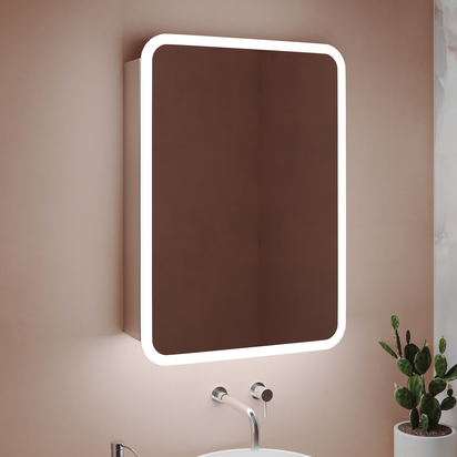 Harbour Design LED Mirrored Cabinet with Demister Pad & Shaver Socket - 500 x 700mm