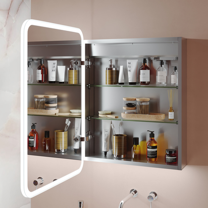 Harbour Design LED Mirrored Cabinet with Demister Pad & Shaver Socket - 500 x 700mm