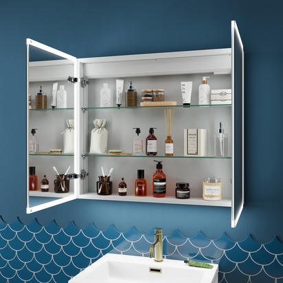 Harbour Glow LED Mirrored Cabinet with Demister Pad & Shaver Socket - 800 x 700mm