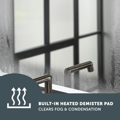 Harper LED Illuminated Arch Matt Black Framed Mirror with Demister Pad & Colour Change Lights - 500 x 750mm