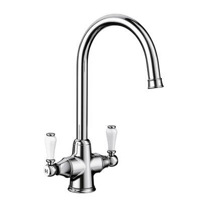 Blanco Vicus Twin Lever WRAS Approved Traditional Mono Kitchen Mixer Tap - Chrome