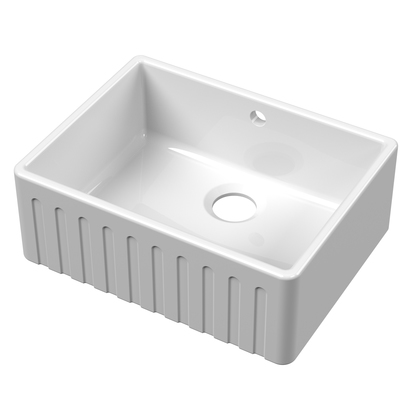 Butler & Rose Fluted Ceramic Fireclay Belfast / Butler Kitchen Sink - 595 x 450mm