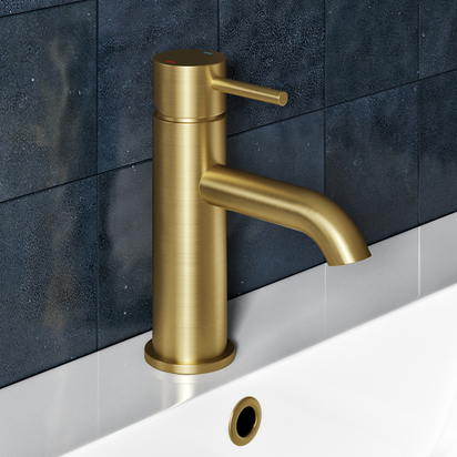 Harbour Clarity Brushed Brass Basin Mixer Tap & Waste