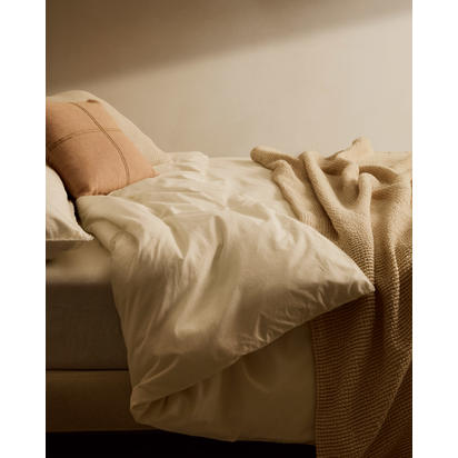 Senara set of 2 ecru cotton cushion covers with beige structure 50 x 50 cm