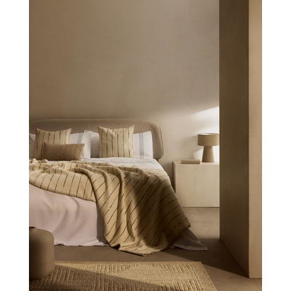 Satisa set of 2 ecru cotton cushion covers with stripes 50 x 50 cm