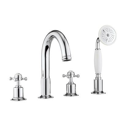 Crosswater Belgravia Crosshead 4 Hole Bath Filler Tap with Shower Kit