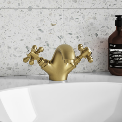 Butler & Rose Beatrice Brushed Brass Basin Mixer Tap & Waste