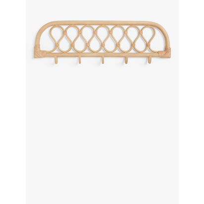 John Lewis Rattan Wall Hooks, Natural Natural | H19.5 x W5 x D60cm