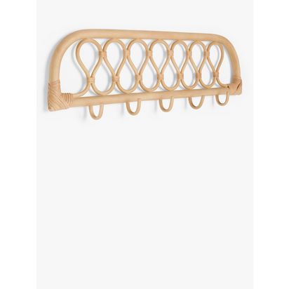 John Lewis Rattan Wall Hooks, Natural Natural | H19.5 x W5 x D60cm
