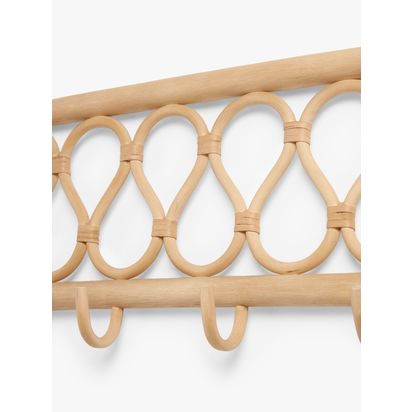 John Lewis Rattan Wall Hooks, Natural Natural | H19.5 x W5 x D60cm