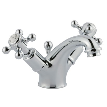 Butler & Rose Caledonia Cross Basin Mixer Tap With Pop-Up Waste - Chrome