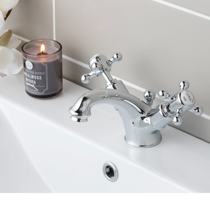 Butler & Rose Caledonia Cross Basin Mixer Tap With Pop-Up Waste - Chrome