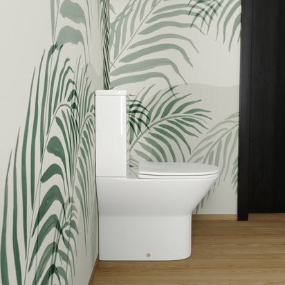 Harbour Identity Close Coupled Rimless Back to Wall Toilet & Slimline Soft Close Seat