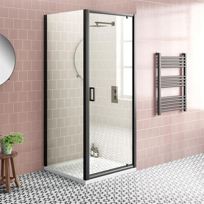 Harbour Primrose 6mm Matt Black Pivot Shower Door 800mm & 800mm Side Panel