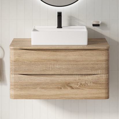 Harbour Origin 900mm Light Oak Wall Mounted Vanity Unit & Countertop