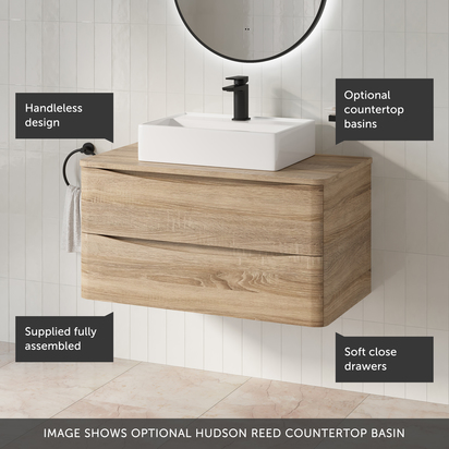 Harbour Origin 900mm Light Oak Wall Mounted Vanity Unit & Countertop