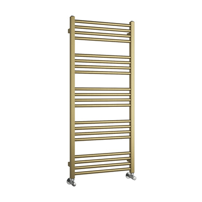 Harbour Status Flat Heated Towel Rail - Painted Brushed Brass - 1140 x 500mm