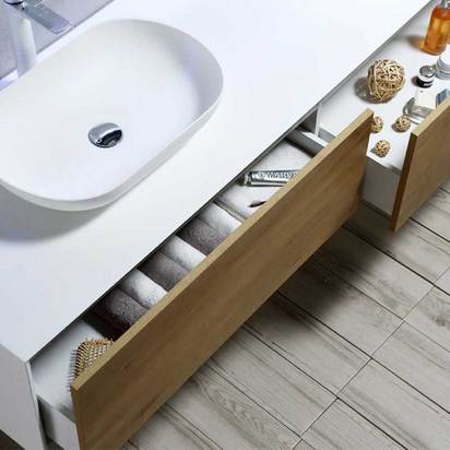 Harbour Scene 1200mm Wall Mounted Countertop Vanity Unit - Gloss White/Oak