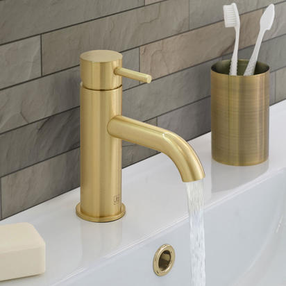 VOS Single Lever Basin Mixer - Brushed Brass