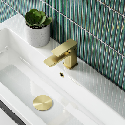 Harbour Status Mini Basin Mixer Tap & Waste - Brushed Brass