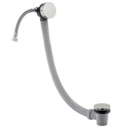 Inox Brushed Stainless Steel Overflow Bath Filler with Click Clack Waste