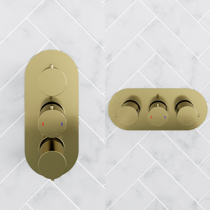 Harbour Clarity Brushed Brass 3 Outlet Thermostatic Concealed Shower Valve