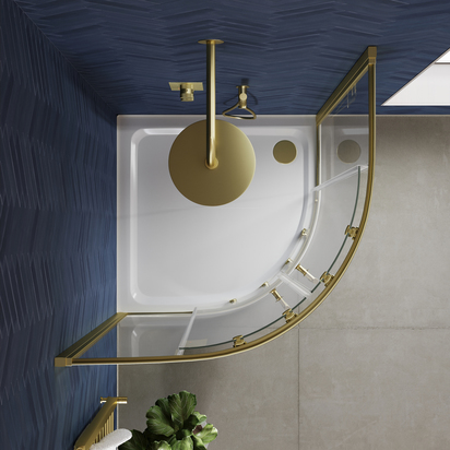Harbour i6 Easy Clean Brushed Brass 6mm 2-Door Quadrant Shower Enclosure - 900 x 900mm
