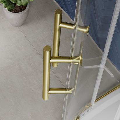 Harbour i6 Easy Clean Brushed Brass 6mm 2-Door Quadrant Shower Enclosure - 900 x 900mm