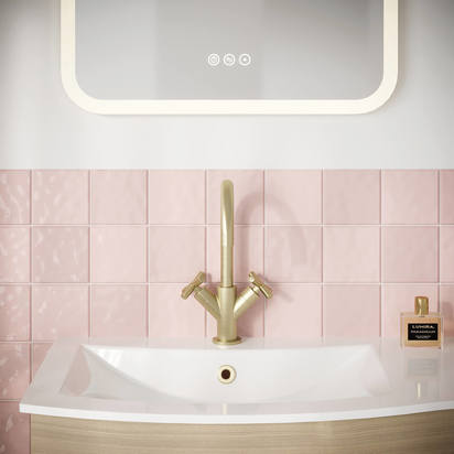 Crosswater MPRO Mono Basin Mixer Tap with Crosshead Handles - Brushed Brass