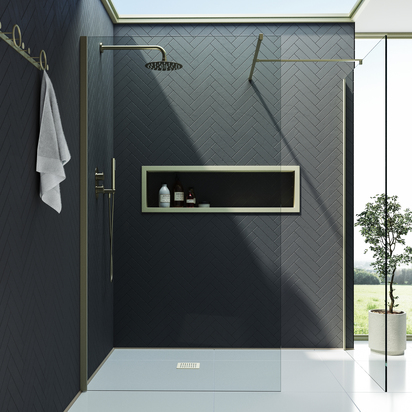 Harbour i10 10mm Easy Clean 2m Tall Wetroom 2 Panel Pack 900mm x 800mm - Brushed Brass