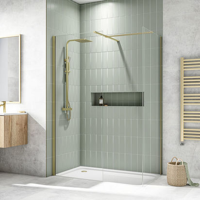Harbour i8 8mm 2m Tall Wetroom 2 Panel Pack - 700mm x 1000mm - Brushed Brass