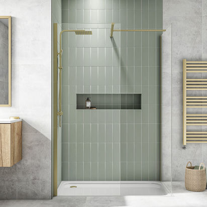 Harbour i8 8mm 2m Tall Wetroom 2 Panel Pack - 700mm x 1000mm - Brushed Brass